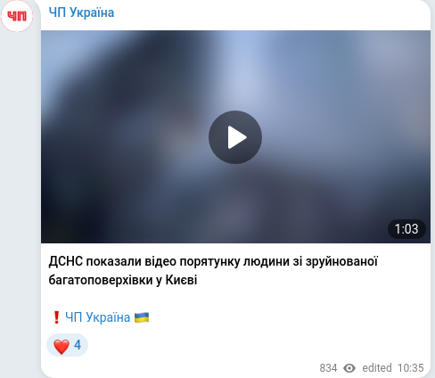 Telegram publication screenshot