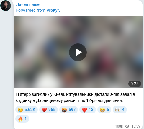 Telegram publication screenshot