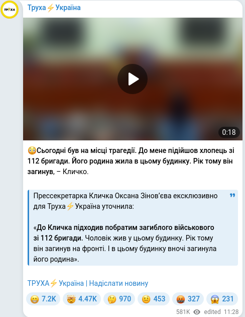 Telegram publication screenshot