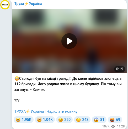 Telegram publication screenshot