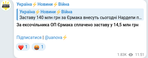 Telegram publication screenshot