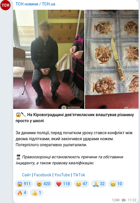 Telegram publication screenshot