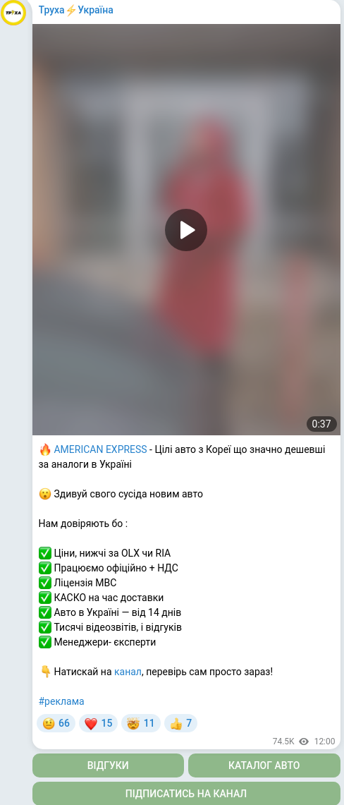 Telegram publication screenshot