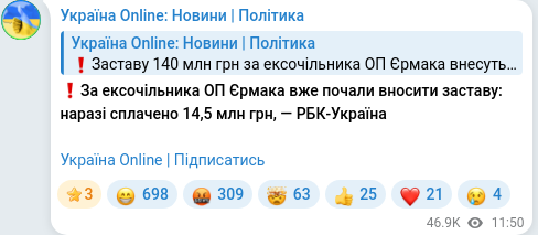 Telegram publication screenshot