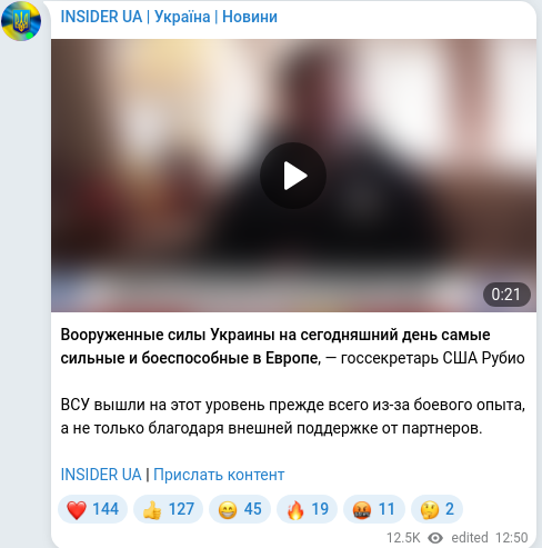 Telegram publication screenshot