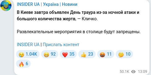 Telegram publication screenshot