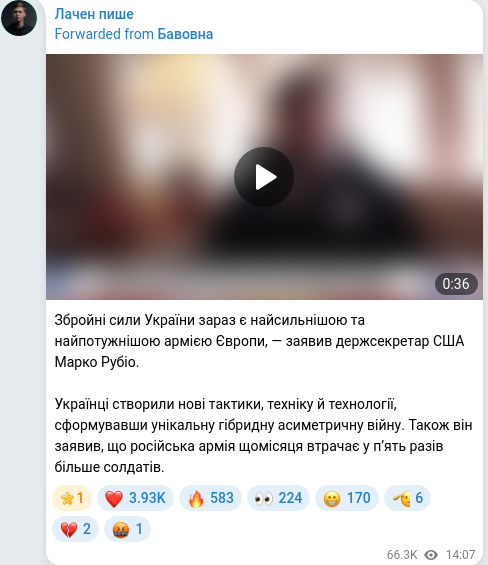 Telegram publication screenshot