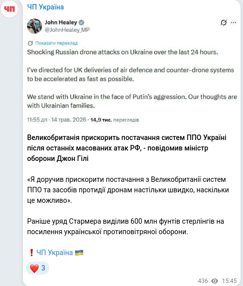 Telegram publication screenshot