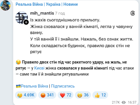 Telegram publication screenshot