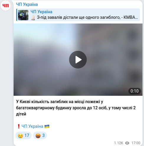 Telegram publication screenshot