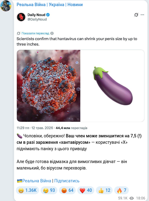 Telegram publication screenshot