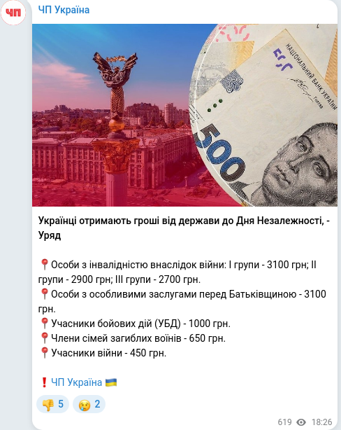 Telegram publication screenshot