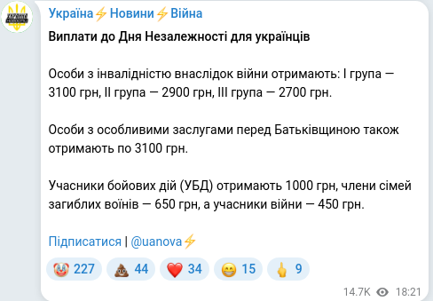 Telegram publication screenshot