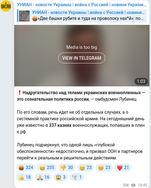 Telegram publication screenshot