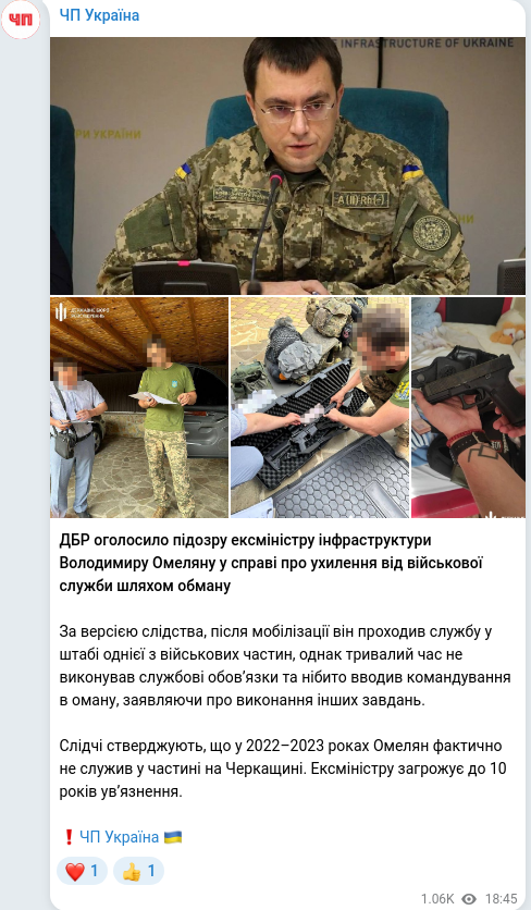 Telegram publication screenshot