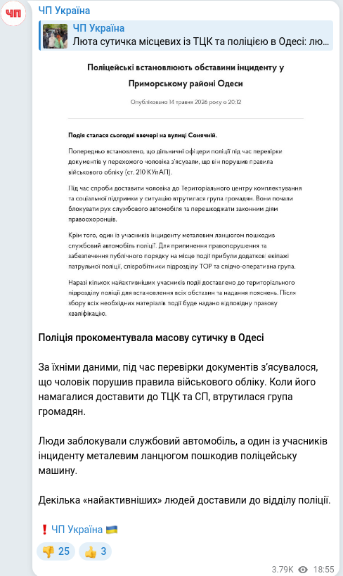 Telegram publication screenshot