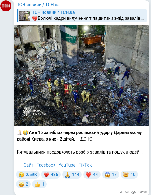 Telegram publication screenshot