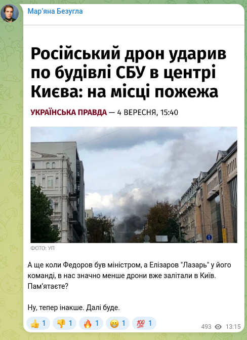 Screenshot of a Telegram post: And also when Fedorov was a minister, and Elizarov "Lazar" was on his team, far…