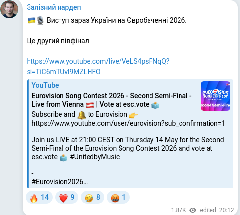 Telegram publication screenshot