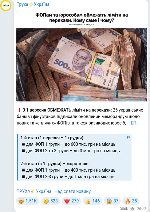Telegram publication screenshot