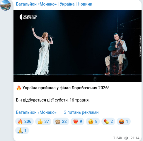 Telegram publication screenshot