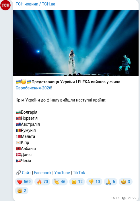 Telegram publication screenshot