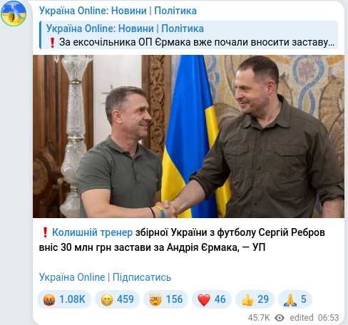 Telegram publication screenshot