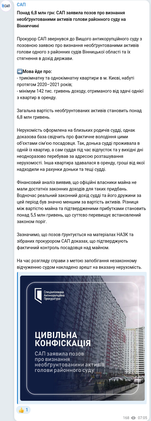 Telegram publication screenshot