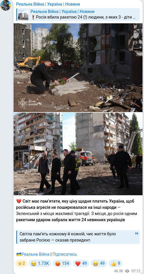 Telegram publication screenshot