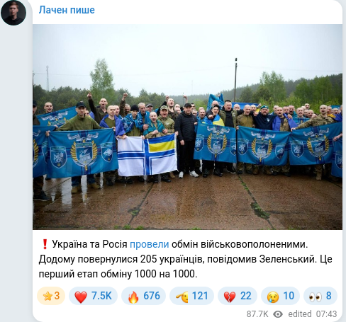 Telegram publication screenshot