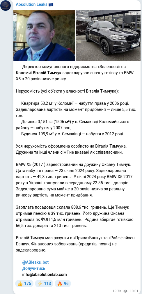 Telegram publication screenshot