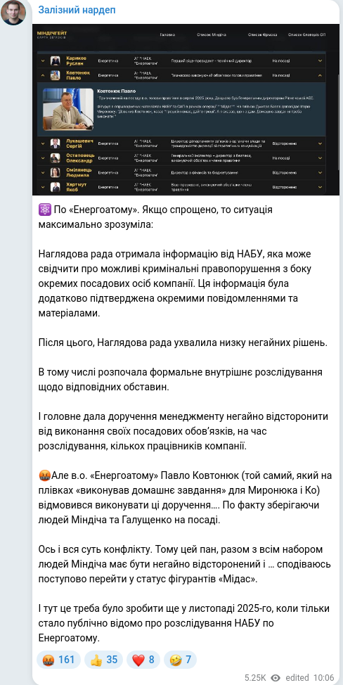 Telegram publication screenshot