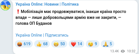 Telegram publication screenshot