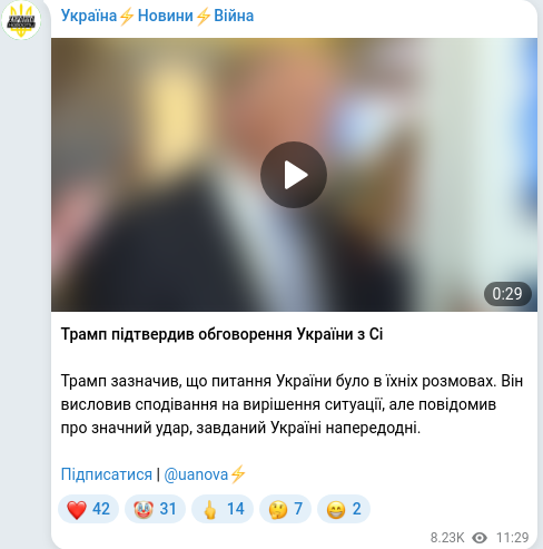 Telegram publication screenshot