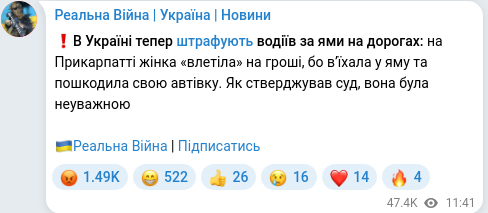 Telegram publication screenshot