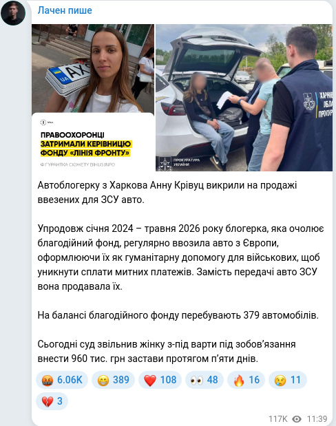 Telegram publication screenshot