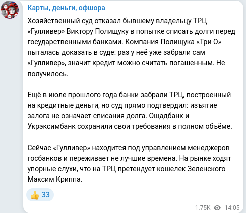 Telegram publication screenshot