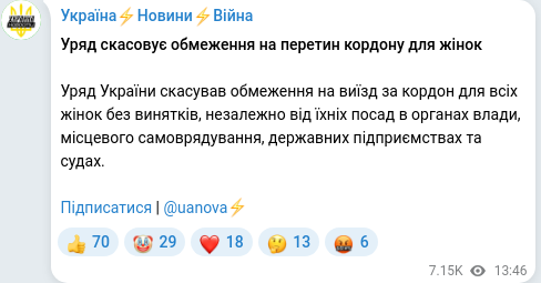 Telegram publication screenshot